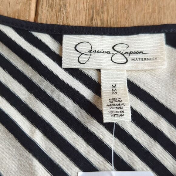 NWT women's Jessica Simpson maternity black and cream striped top size medium - Picture 2 of 3